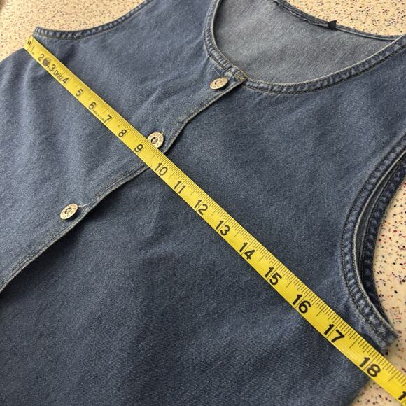 1990s Long Denim Bib Dress Vintage 90s Blue Jean Midi Pinafore True Blue Medium - Picture 6 of 10